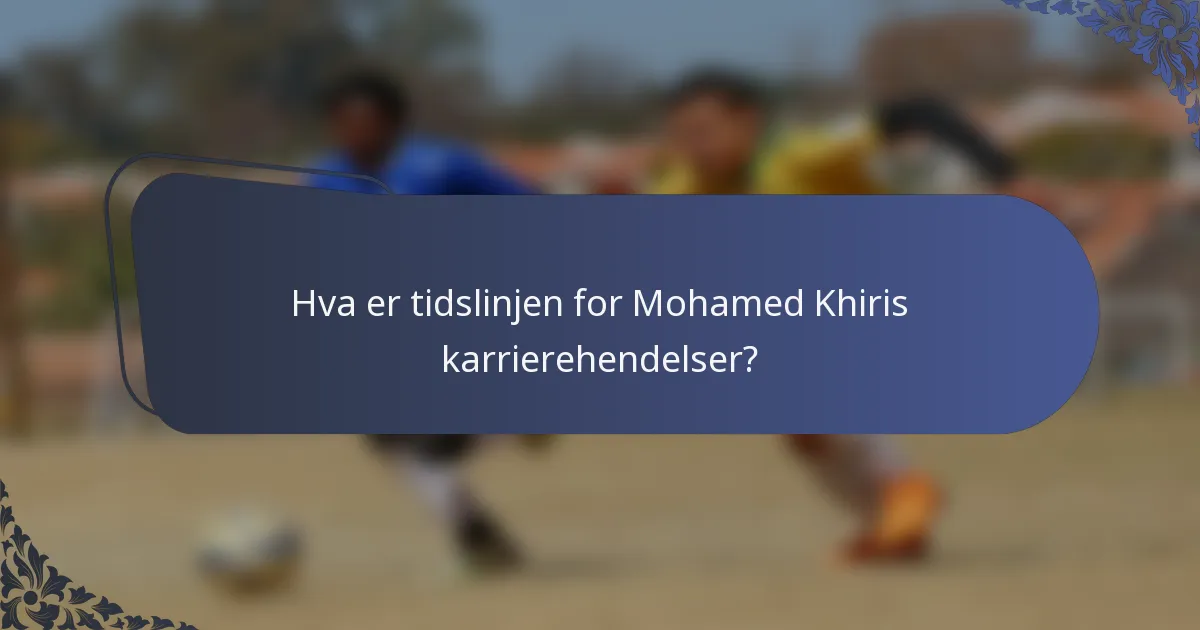 Hva er tidslinjen for Mohamed Khiris karrierehendelser?